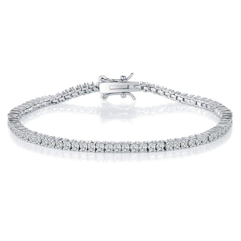 Gemsme 2.0MM Tennis Bracelet for Women and Men, 18K White Gold Plated Round 2mm Cubic Zirconia Classic Tennis Bracelet - Image 3